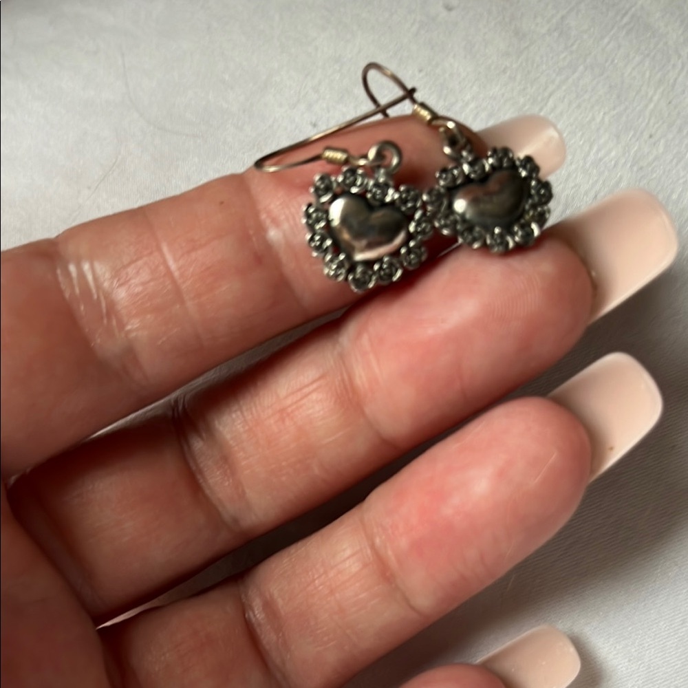 Heart-Shaped Silver Earrings